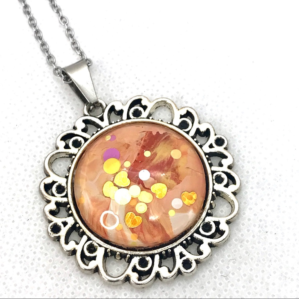 Necklace Handmade dome Pendant flower NSN